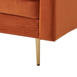 Pelham Orange Velvet Fabric Sofa -The Furniture Shop 0091