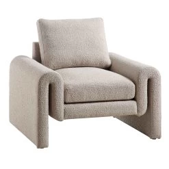 Hampstead Taupe Boucle Curved Armchair -The Furniture Shop ACH 2161 TAUPE BOUCLE WB1