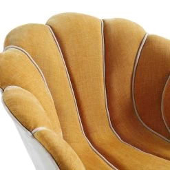 Barnard Scalloped Clam Chair, Mustard Chenille -The Furniture Shop ACH 2163 MUSTARD CHENILLE detail1