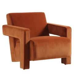 Brompton Sculptural Armchair, Rust Velvet -The Furniture Shop ACH 2173 RUST VEL WB1
