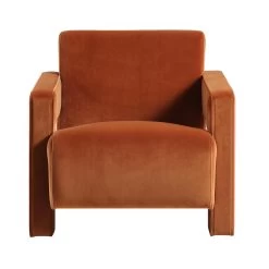 Brompton Sculptural Armchair, Rust Velvet -The Furniture Shop ACH 2173 RUST VEL WB2