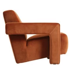 Brompton Sculptural Armchair, Rust Velvet -The Furniture Shop ACH 2173 RUST VEL WB3