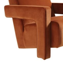 Brompton Sculptural Armchair, Rust Velvet -The Furniture Shop ACH 2173 RUST VEL detail1