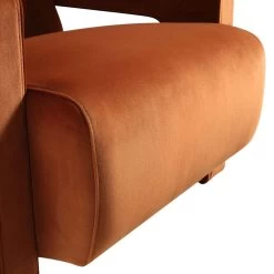 Brompton Sculptural Armchair, Rust Velvet -The Furniture Shop ACH 2173 RUST VEL detail3