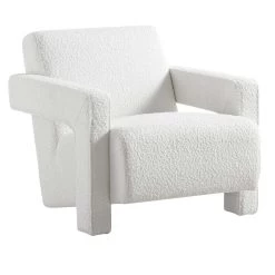 Brompton Sculptural Armchair, White Boucle -The Furniture Shop ACH 2173 WHITE BOUCLE WB2