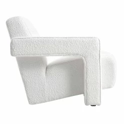 Brompton Sculptural Armchair, White Boucle -The Furniture Shop ACH 2173 WHITE BOUCLE WB3