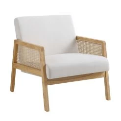 Fyne Beige Fabric Natural Frame Rattan Armchair -The Furniture Shop ACH 608 BEIGEFAB NAT WB1