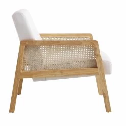 Fyne Beige Fabric Natural Frame Rattan Armchair -The Furniture Shop ACH 608 BEIGEFAB NAT WB3