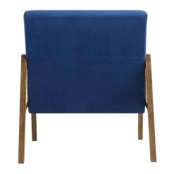 Fyne Navy Blue Velvet Walnut Frame Rattan Armchair -The Furniture Shop ACH 608 NAVYVEL WALN WB5