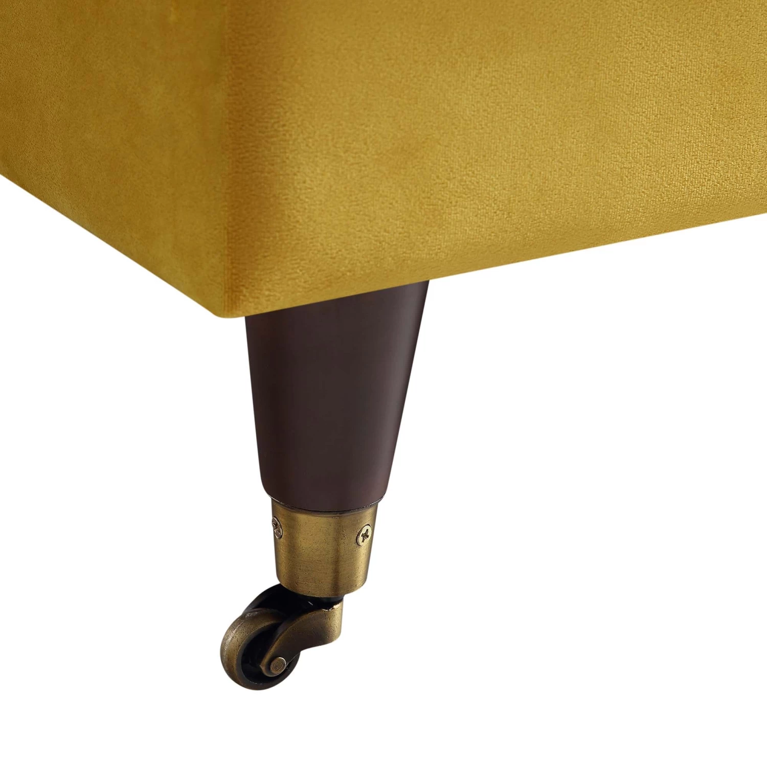 Brigette Mustard Velvet Armchair With Antique Brass Castor Legs 12 Brigette Mustard Velvet Armchair With Antique Brass Castor Legs - Image 10