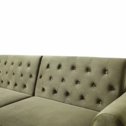 Hanney 3-Seater Chesterfield Sofabed In Moss Green Velvet -The Furniture Shop AYSF 011 MOSSGREEN VEL detail2