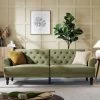 Hanney 3-Seater Chesterfield Sofabed In Moss Green Velvet 2 Hanney 3-Seater Chesterfield Sofabed In Moss Green Velvet -The Furniture Shop AYSF 011 MOSSGREEN VEL scene1