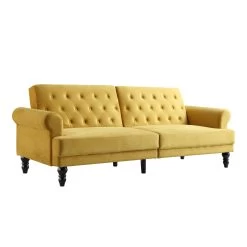 Hanney 3-Seater Chesterfield Sofabed In Mustard Yellow Velvet -The Furniture Shop AYSF 011 MUSTARD VEL WB2
