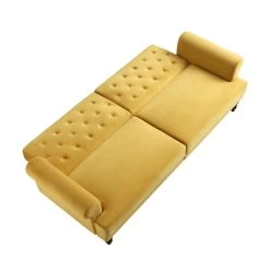 Hanney 3-Seater Chesterfield Sofabed In Mustard Yellow Velvet -The Furniture Shop AYSF 011 MUSTARD VEL WB5