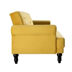 Hanney 3-Seater Chesterfield Sofabed In Mustard Yellow Velvet -The Furniture Shop AYSF 011 MUSTARD VEL WB6