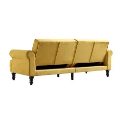 Hanney 3-Seater Chesterfield Sofabed In Mustard Yellow Velvet -The Furniture Shop AYSF 011 MUSTARD VEL WB7