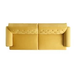 Hanney 3-Seater Chesterfield Sofabed In Mustard Yellow Velvet -The Furniture Shop AYSF 011 MUSTARD VEL WB8
