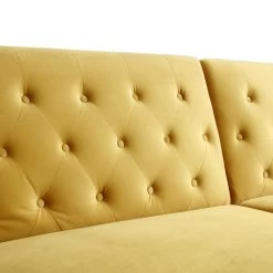 Hanney 3-Seater Chesterfield Sofabed In Mustard Yellow Velvet -The Furniture Shop AYSF 011 MUSTARD VEL detail2