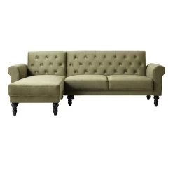 Hanney Chesterfield Chaise Sofabed In Moss Green Velvet -The Furniture Shop AYSF 012 MOSSGREEN VEL WB1