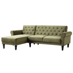 Hanney Chesterfield Chaise Sofabed In Moss Green Velvet -The Furniture Shop AYSF 012 MOSSGREEN VEL WB2