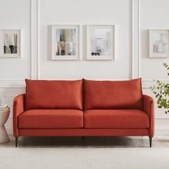 Bari Burnt Ochre Fabric Sofa 21 Bari Burnt Ochre Fabric Sofa -The Furniture Shop AYSF 08 ORANGEFAB 3ST main