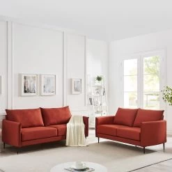 Bari Burnt Ochre Fabric Sofa 32 Bari Burnt Ochre Fabric Sofa -The Furniture Shop AYSF 08 ORANGEFAB 2N3ST scene1