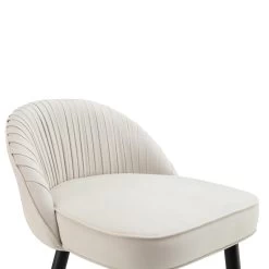 Miyae Set Of 2 Pleated Champagne Beige Velvet Upholstered Counter Stools -The Furniture Shop BCH 2148 CHAMP VEL 2P detail1