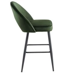 Oakley Set Of 2 Dark Green Velvet Upholstered Counter Stools With Contrast Piping -The Furniture Shop BCH 2155 DARKGREEN VEL 2P WB5