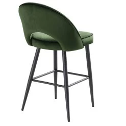 Oakley Set Of 2 Dark Green Velvet Upholstered Counter Stools With Contrast Piping -The Furniture Shop BCH 2155 DARKGREEN VEL 2P WB6