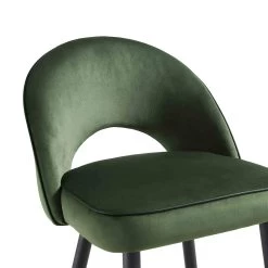 Oakley Set Of 2 Dark Green Velvet Upholstered Counter Stools With Contrast Piping -The Furniture Shop BCH 2155 DARKGREEN VEL 2P detail1
