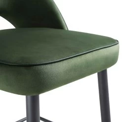 Oakley Set Of 2 Dark Green Velvet Upholstered Counter Stools With Contrast Piping -The Furniture Shop BCH 2155 DARKGREEN VEL 2P detail2