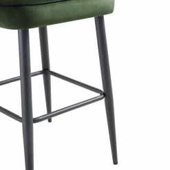 Oakley Set Of 2 Dark Green Velvet Upholstered Counter Stools With Contrast Piping -The Furniture Shop BCH 2155 DARKGREEN VEL 2P detail4