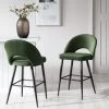 Oakley Set Of 2 Dark Green Velvet Upholstered Counter Stools With Contrast Piping -The Furniture Shop BCH 2155 DARKGREEN VEL 2P main