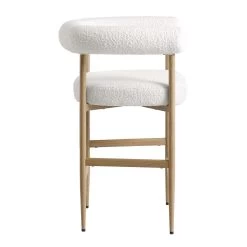 Fulbourn White Boucle Counter Stool With Natural Wood Effect Legs -The Furniture Shop BCH 2171 WHITE BOUCLE NAT WB3