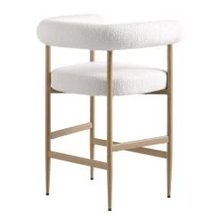 Fulbourn White Boucle Counter Stool With Natural Wood Effect Legs -The Furniture Shop BCH 2171 WHITE BOUCLE NAT WB4