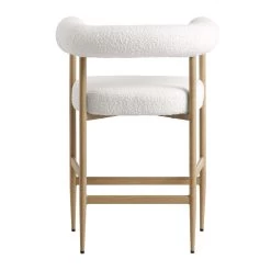 Fulbourn White Boucle Counter Stool With Natural Wood Effect Legs -The Furniture Shop BCH 2171 WHITE BOUCLE NAT WB5