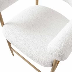 Fulbourn White Boucle Counter Stool With Natural Wood Effect Legs -The Furniture Shop BCH 2171 WHITE BOUCLE NAT detail2