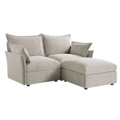 Byron Pillow Edge Mist Grey Boucle Modular Sofa, 2-Seater Chaise -The Furniture Shop BOSF 7053 GREY BOU 2STCHAISE WB1