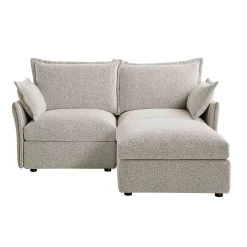 Byron Pillow Edge Mist Grey Boucle Modular Sofa, 2-Seater Chaise -The Furniture Shop BOSF 7053 GREY BOU 2STCHAISE WB2