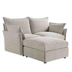 Byron Pillow Edge Mist Grey Boucle Modular Sofa, 2-Seater Chaise -The Furniture Shop BOSF 7053 GREY BOU 2STCHAISE WB3