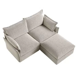 Byron Pillow Edge Mist Grey Boucle Modular Sofa, 2-Seater Chaise -The Furniture Shop BOSF 7053 GREY BOU 2STCHAISE WB5