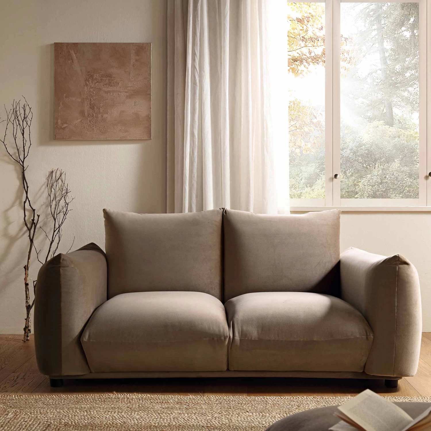 Gianni Two Seater Sofa, Mink Velvet 4 Gianni Two Seater Sofa, Mink Velvet - Image 2