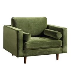 Henrietta Armchair, Moss Green Velvet -The Furniture Shop BOSF 9680 FERN VEL 1ST WB1