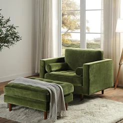 Henrietta Armchair, Moss Green Velvet -The Furniture Shop BOSF 9680 FERN VEL 1ST scene2