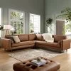 Henrietta 5+Seater Corner Sofa, Tan Faux Suede -The Furniture Shop BOSF 9680 TAN FXLT CORNER SET main
