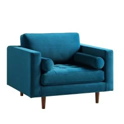 Henrietta Armchair, Teal Velvet -The Furniture Shop BOSF 9680 TEAL VEL 1ST WB1