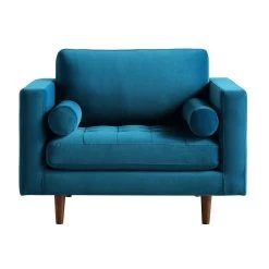 Henrietta Armchair, Teal Velvet -The Furniture Shop BOSF 9680 TEAL VEL 1ST WB2