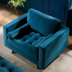 Henrietta Armchair, Teal Velvet -The Furniture Shop BOSF 9680 TEAL VEL 1ST scene2