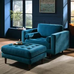 Henrietta Armchair, Teal Velvet -The Furniture Shop BOSF 9680 TEAL VEL 1ST scene3