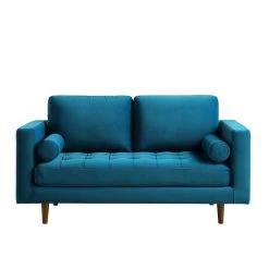 Henrietta 2-Seater Sofa, Teal Velvet -The Furniture Shop BOSF 9680 TEAL VEL 2ST WB1